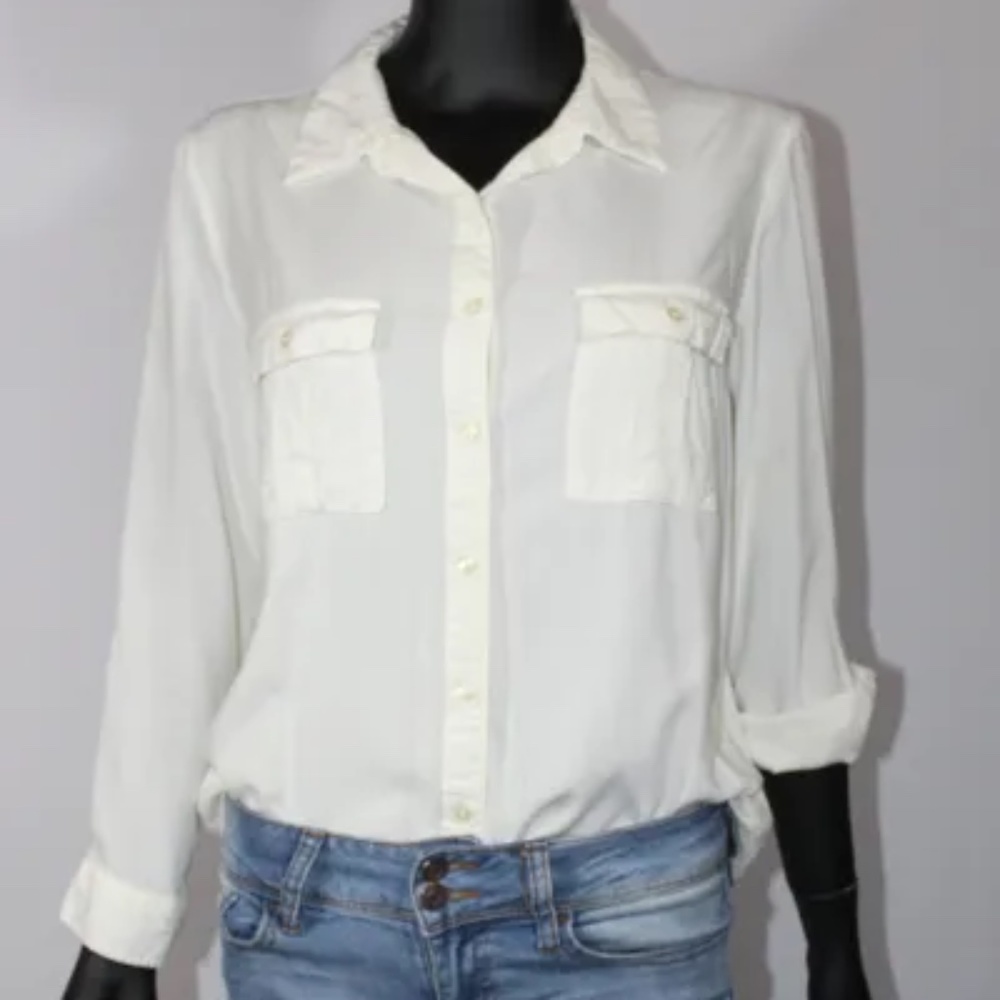 Gently Used/Loved, Like New, Women's Faded Glory LS Off-White Blouse, Size S